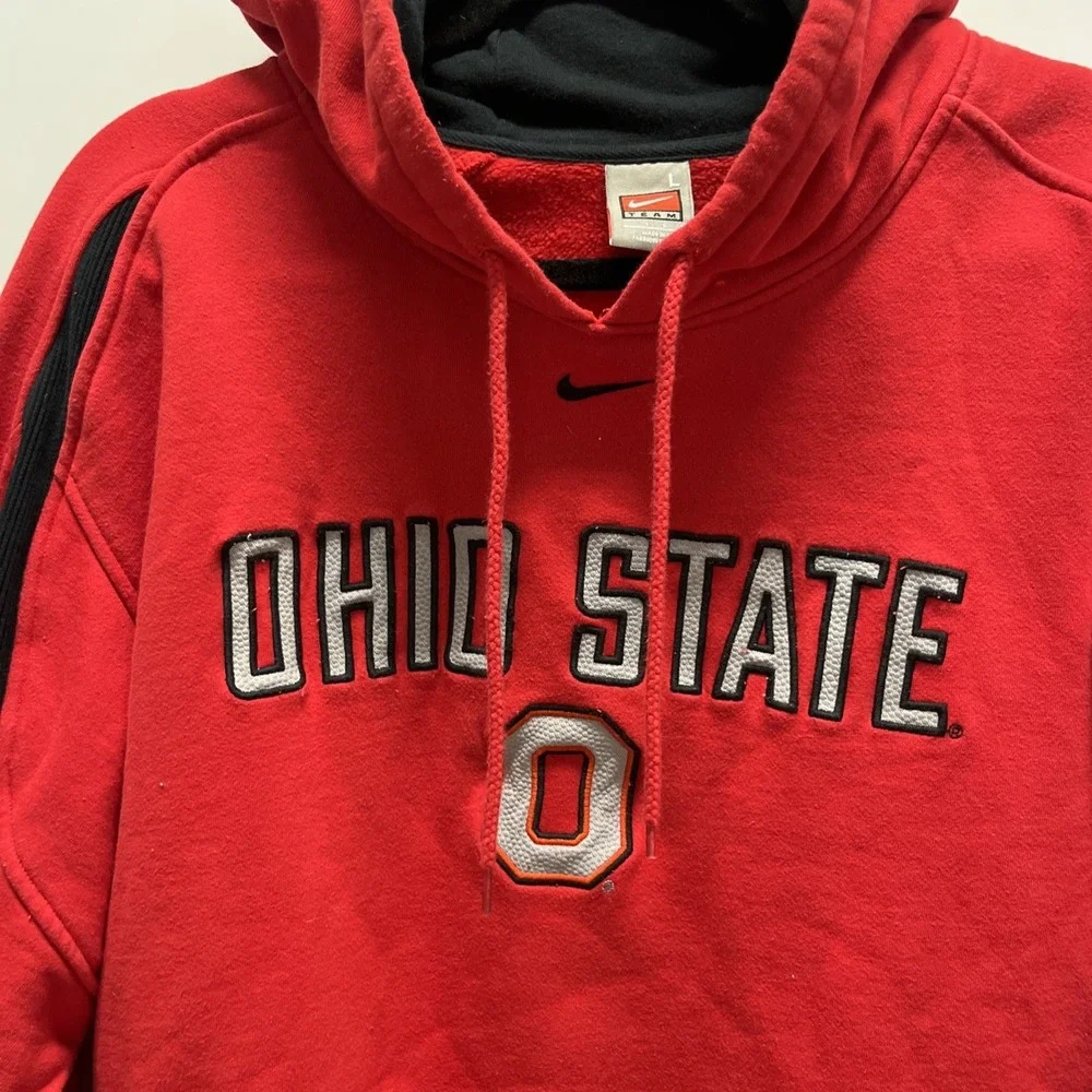Vintage Y2K Nike Ohio State Buckeyes Mens Hoodie Large Red Sweatshirt College